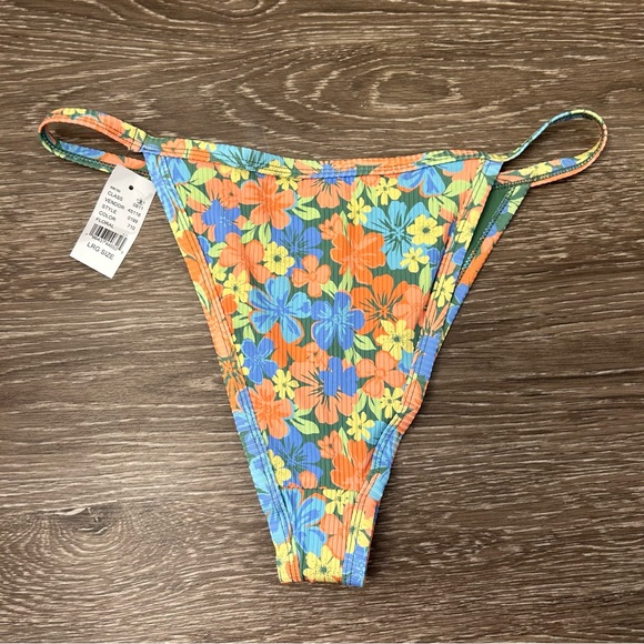 NWT PacSun Swim Floral Chloe Ribbed High Cut Bikini Set, Top Sz M & Bottom Sz L - Picture 6 of 10